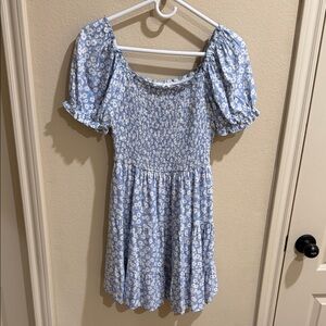 Altar’d State Blue Floral Puff Sleeve Dress